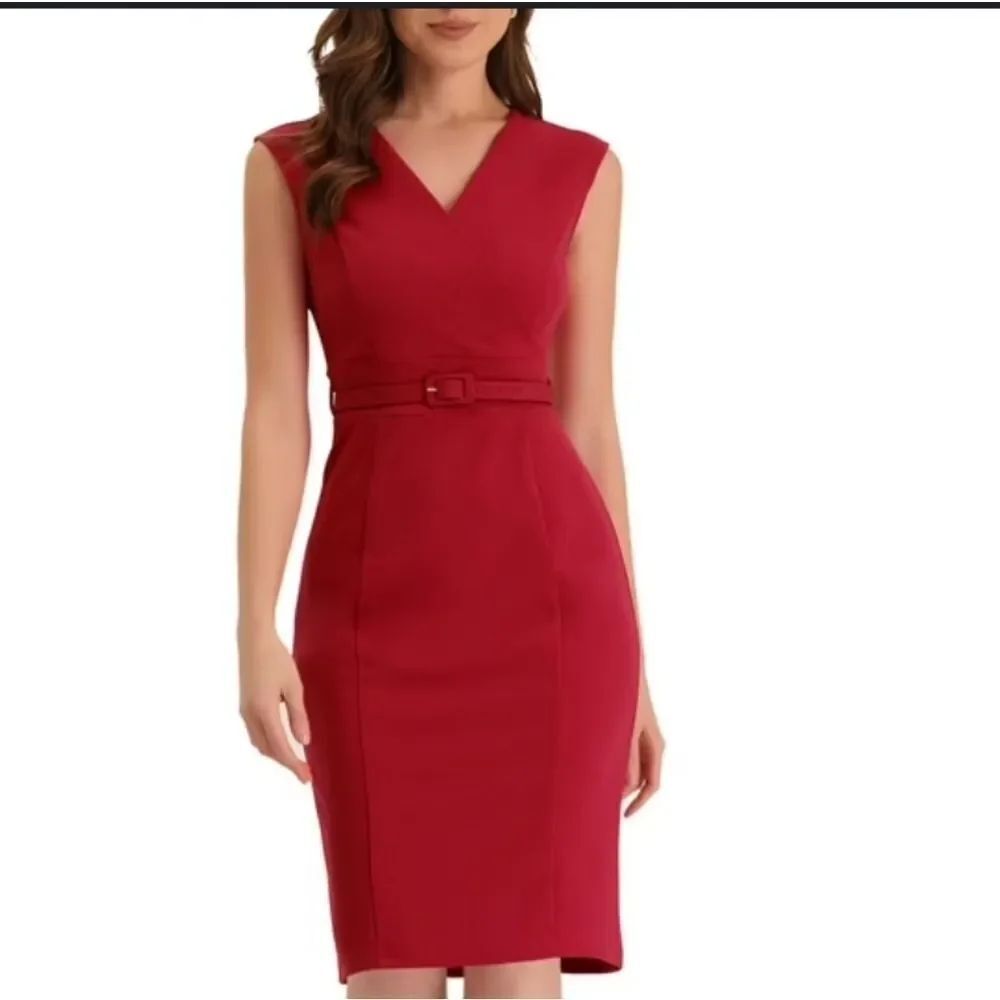 BRAND NEW ENFOCUS STUDIO V-NECK SLEEVELESS WOMEN'S SHEATH DRESS